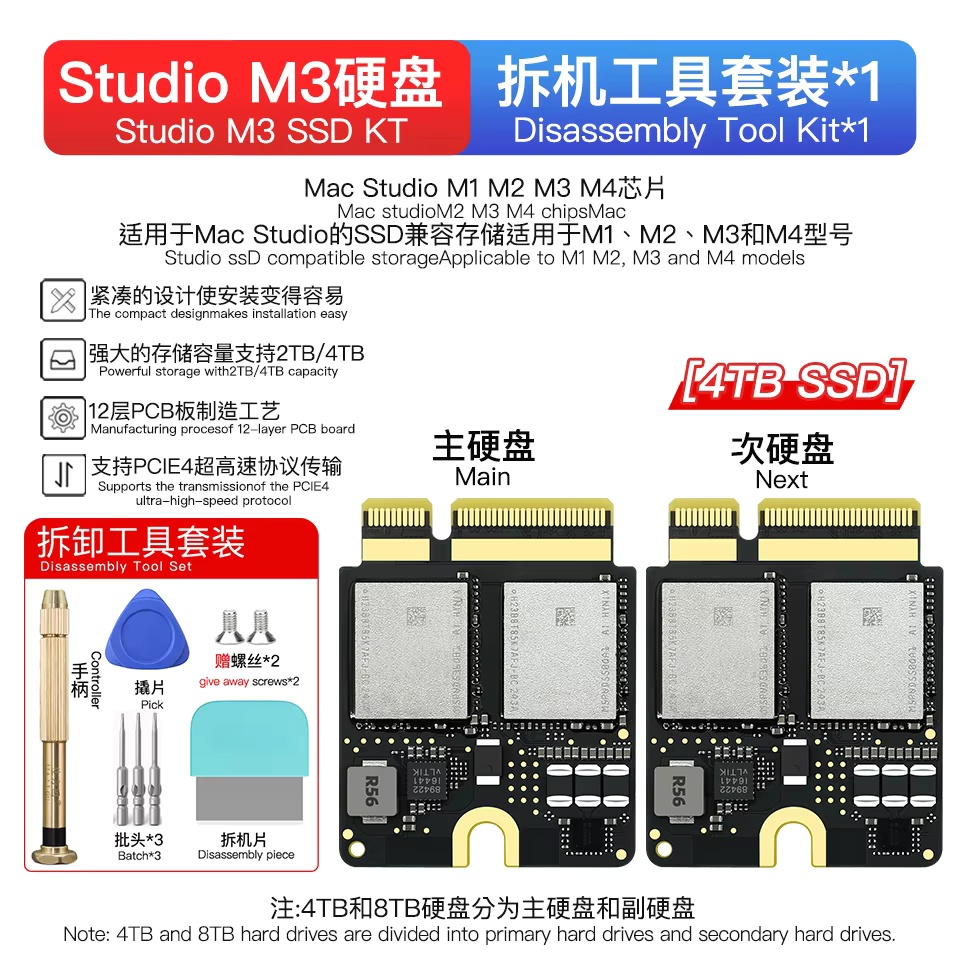 Ssd 2Tb - Geeignet für Mac Studio M1/M2/M3/M4 MAX-Erweiterungen,
